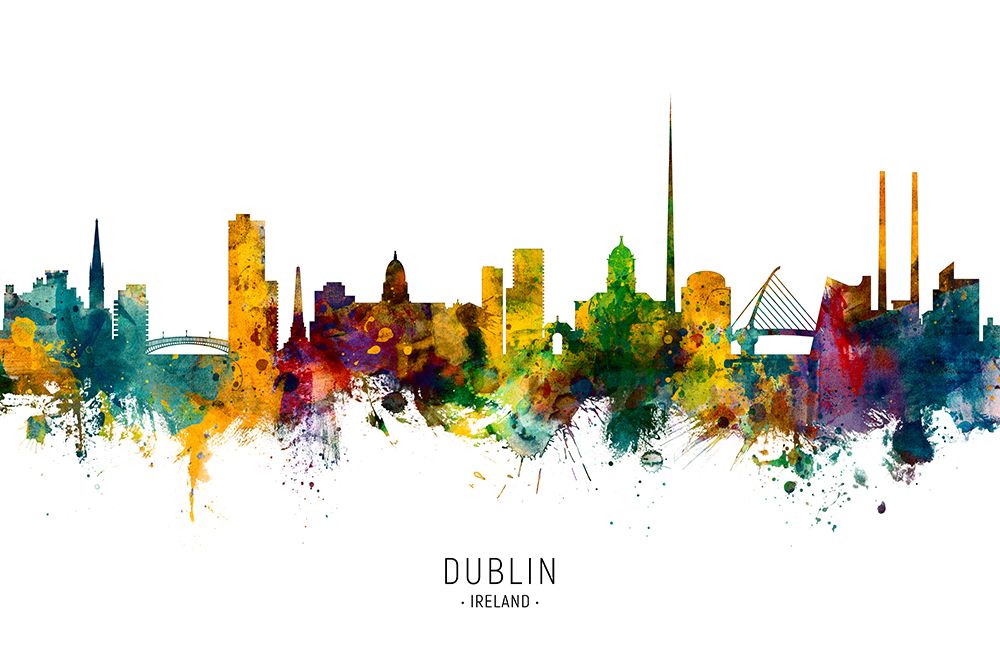 Dublin Ireland Skyline art print by Michael Tompsett for $57.95 CAD