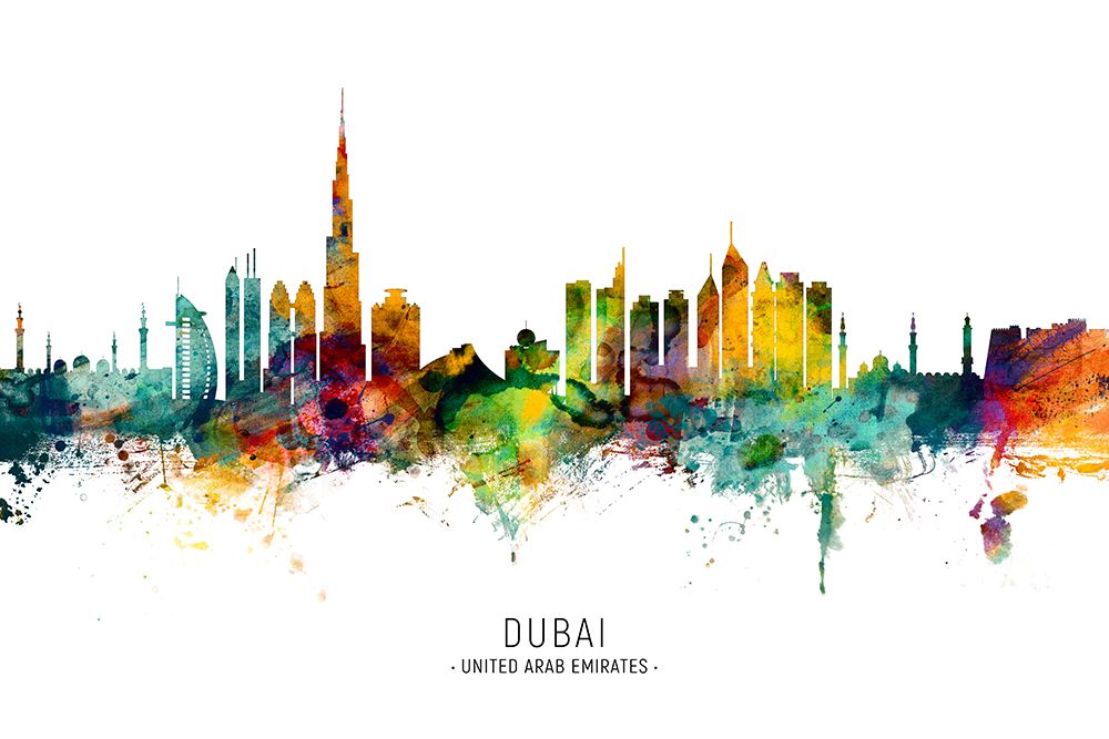 Dubai UAE Skyline art print by Michael Tompsett for $57.95 CAD