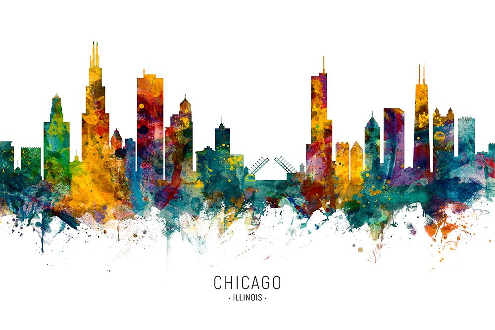 Chicago Illinois Skyline art print by Michael Tompsett for $57.95 CAD