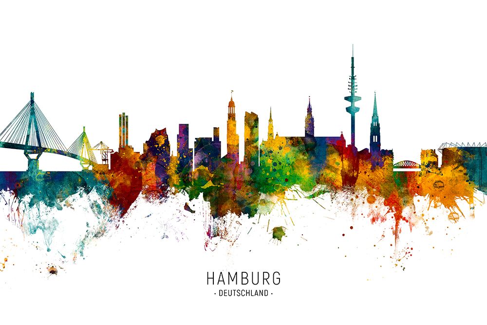 Hamburg Germany Skyline art print by Michael Tompsett for $57.95 CAD
