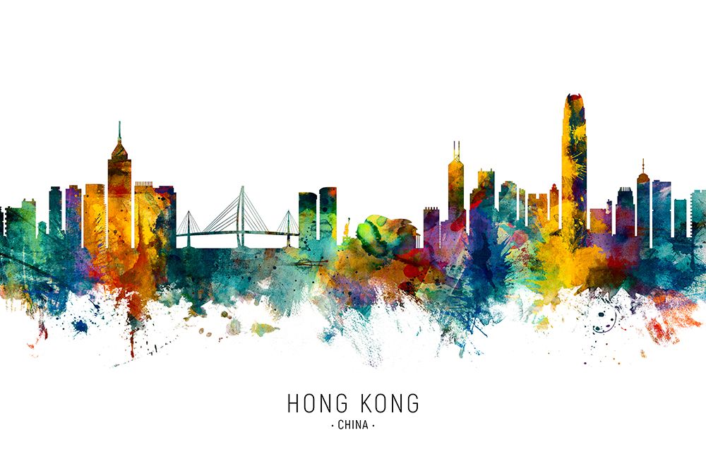 Hong Kong China Skyline art print by Michael Tompsett for $57.95 CAD