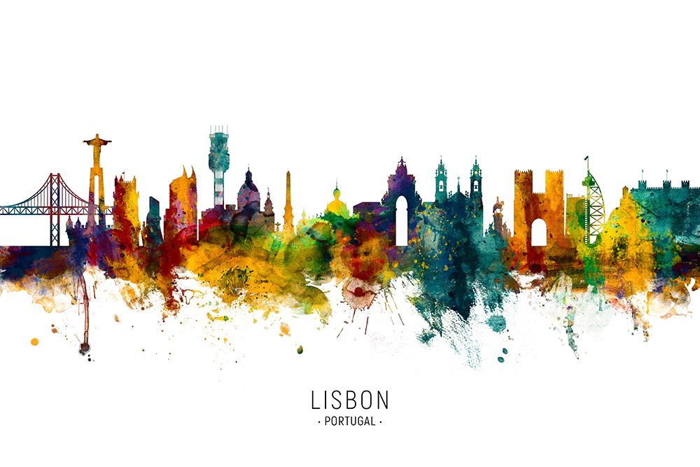 Lisbon Portugal Skyline art print by Michael Tompsett for $57.95 CAD