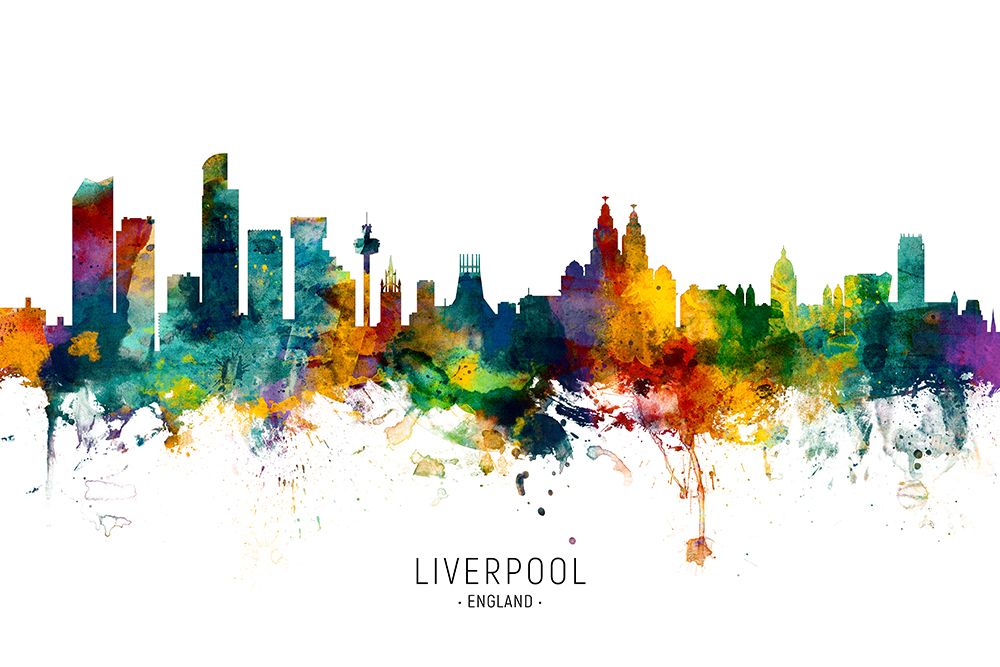 Liverpool England Skyline art print by Michael Tompsett for $57.95 CAD