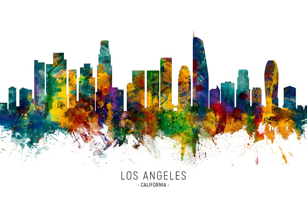 Los Angeles California Skyline art print by Michael Tompsett for $57.95 CAD