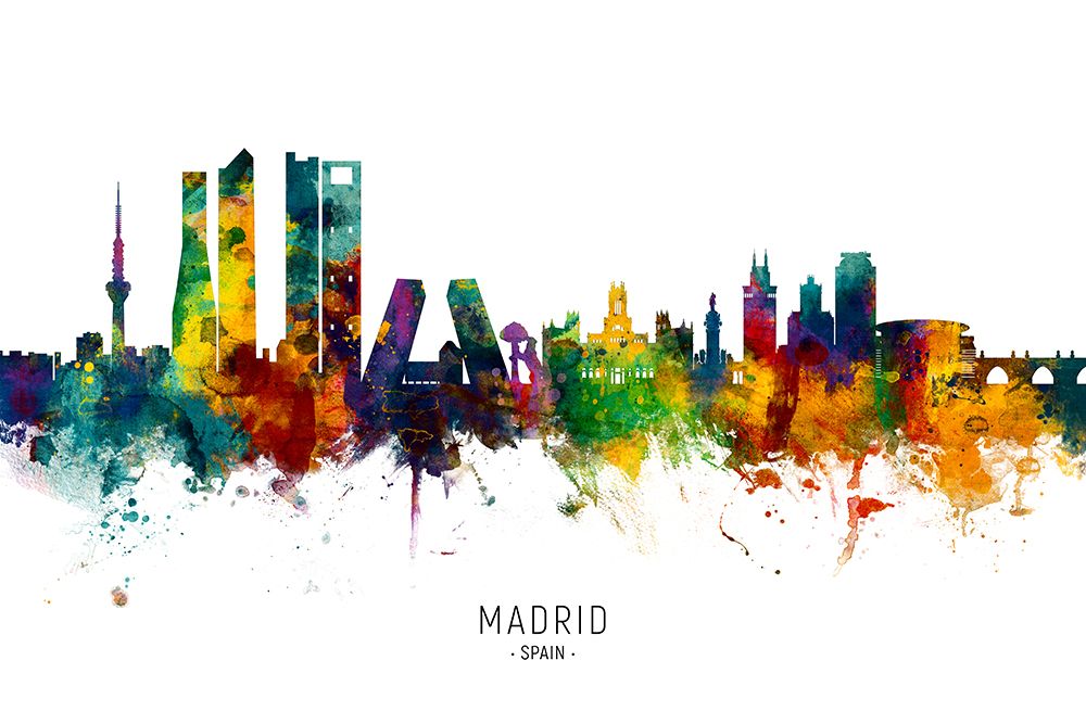 Madrid Spain Skyline art print by Michael Tompsett for $57.95 CAD