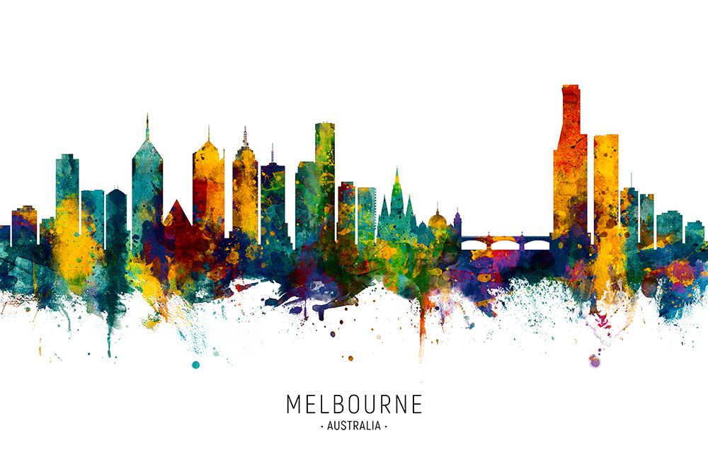 Melbourne Australia Skyline art print by Michael Tompsett for $57.95 CAD