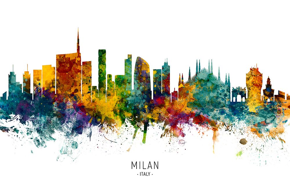 Milan Italy Skyline art print by Michael Tompsett for $57.95 CAD