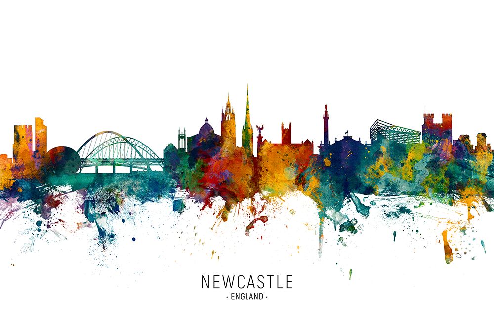 Newcastle England Skyline art print by Michael Tompsett for $57.95 CAD
