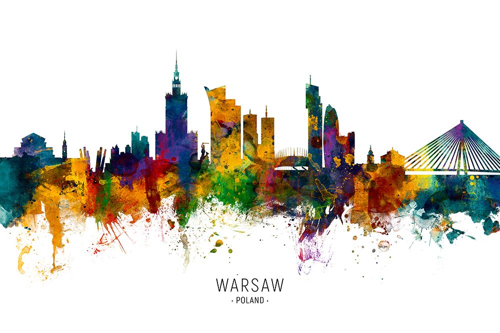 Warsaw Poland Skyline art print by Michael Tompsett for $57.95 CAD