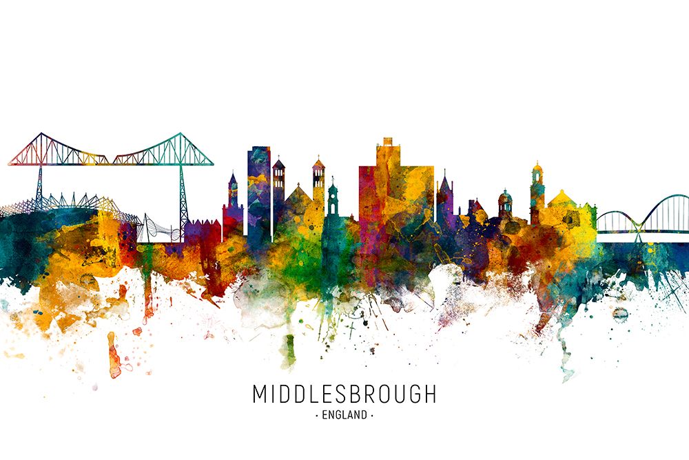 Middlesbrough Skyline art print by Michael Tompsett for $57.95 CAD