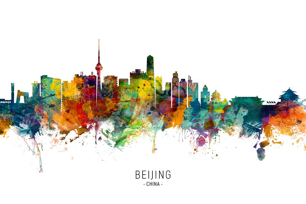 Beijing China Skyline art print by Michael Tompsett for $57.95 CAD