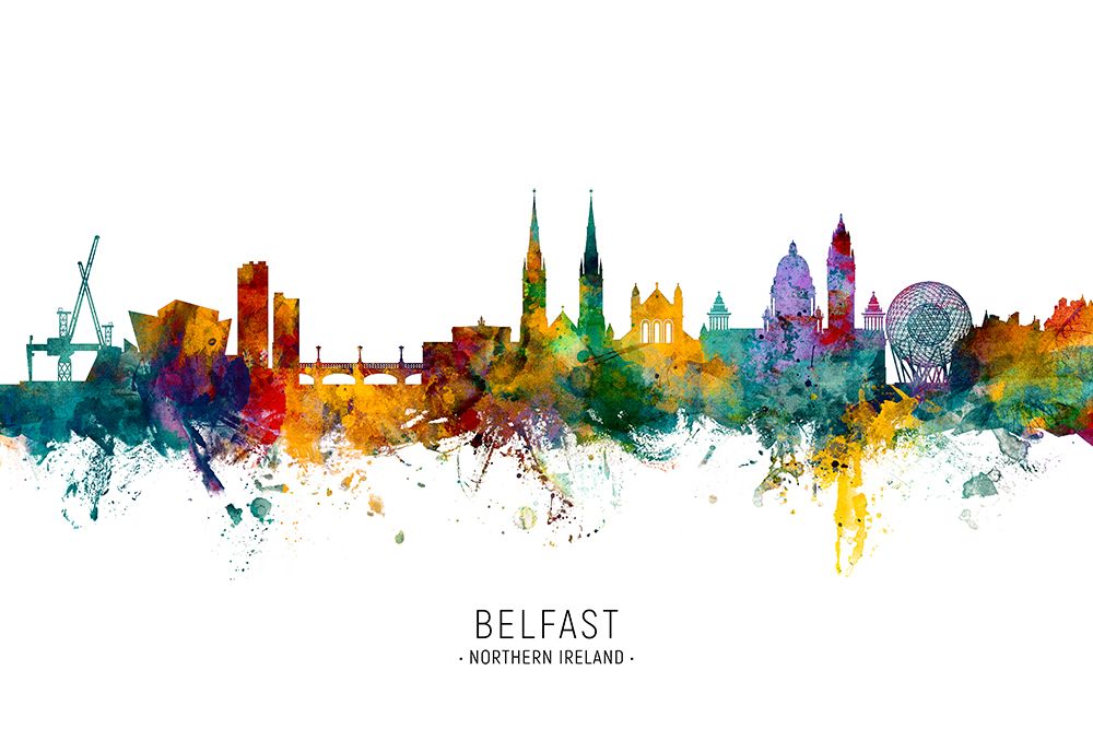 Belfast Northern Ireland Skyline art print by Michael Tompsett for $57.95 CAD