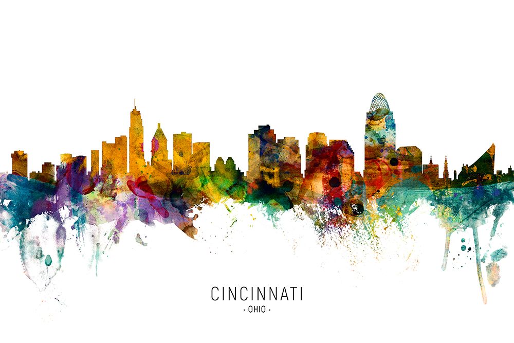 Cincinnati Ohio Skyline art print by Michael Tompsett for $57.95 CAD