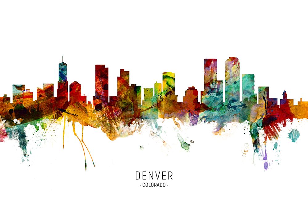 Denver Colorado Skyline art print by Michael Tompsett for $57.95 CAD