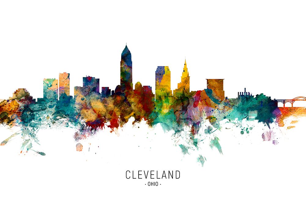 Cleveland Ohio Skyline art print by Michael Tompsett for $57.95 CAD