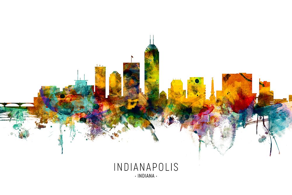 Indianapolis Indiana Skyline art print by Michael Tompsett for $57.95 CAD