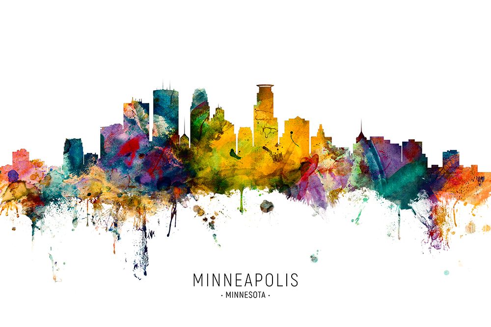 Minneapolis Minnesota Skyline art print by Michael Tompsett for $57.95 CAD