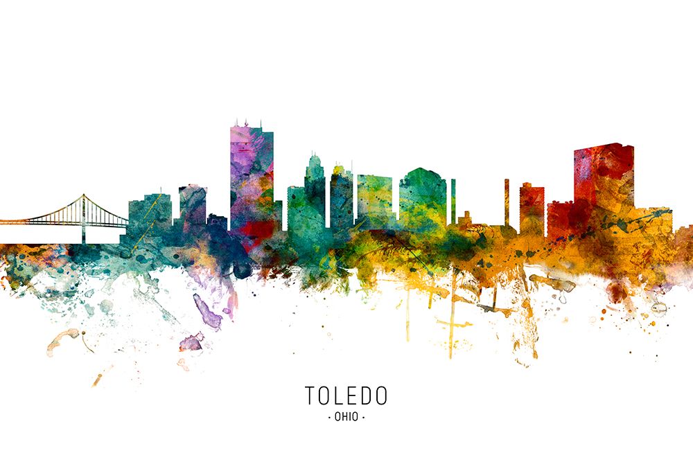 Toledo Ohio Skyline art print by Michael Tompsett for $57.95 CAD