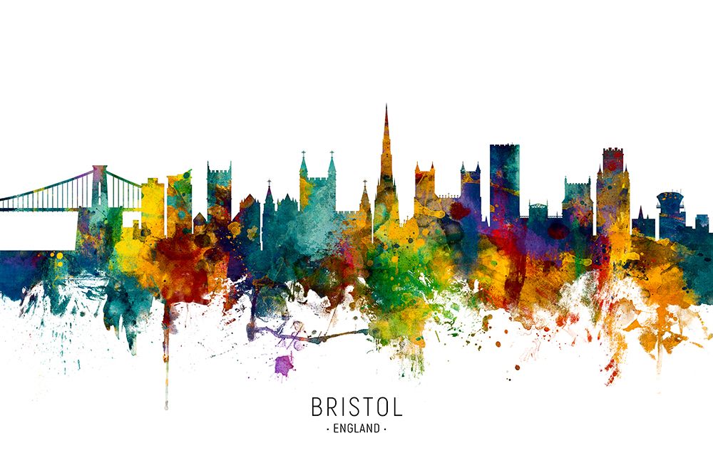 Bristol England Skyline art print by Michael Tompsett for $57.95 CAD