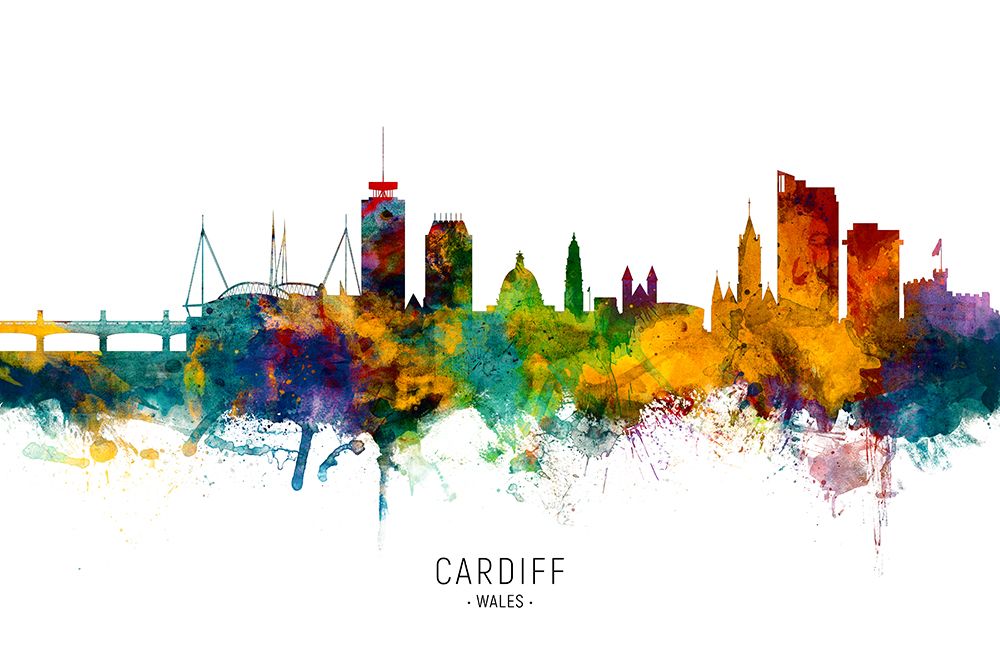 Cardiff Wales Skyline art print by Michael Tompsett for $57.95 CAD