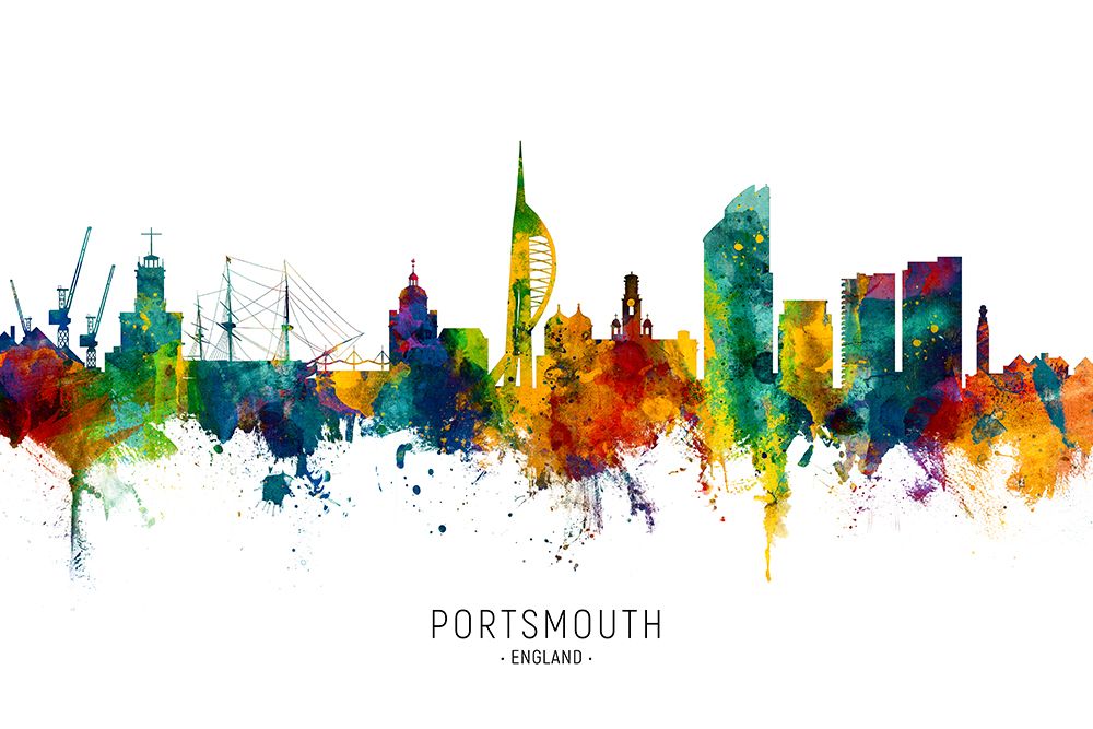 Portsmouth England Skyline art print by Michael Tompsett for $57.95 CAD