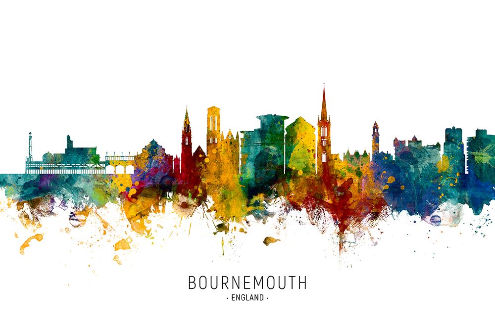 Bournemouth England Skyline art print by Michael Tompsett for $57.95 CAD