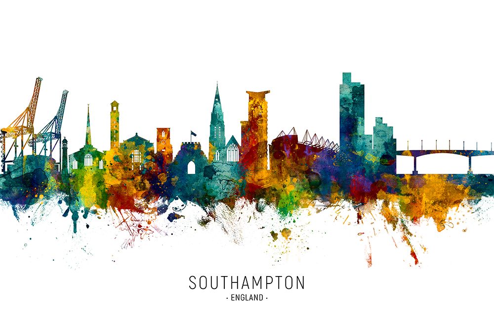 Southampton England Skyline art print by Michael Tompsett for $57.95 CAD