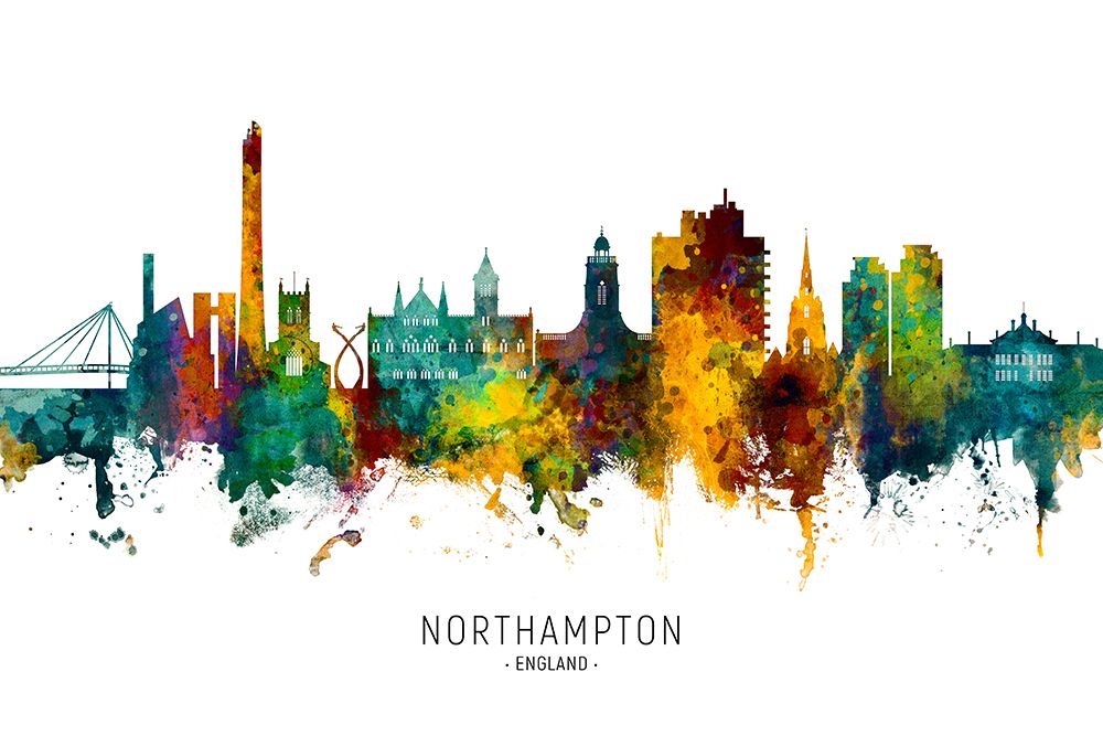 Northampton England Skyline art print by Michael Tompsett for $57.95 CAD