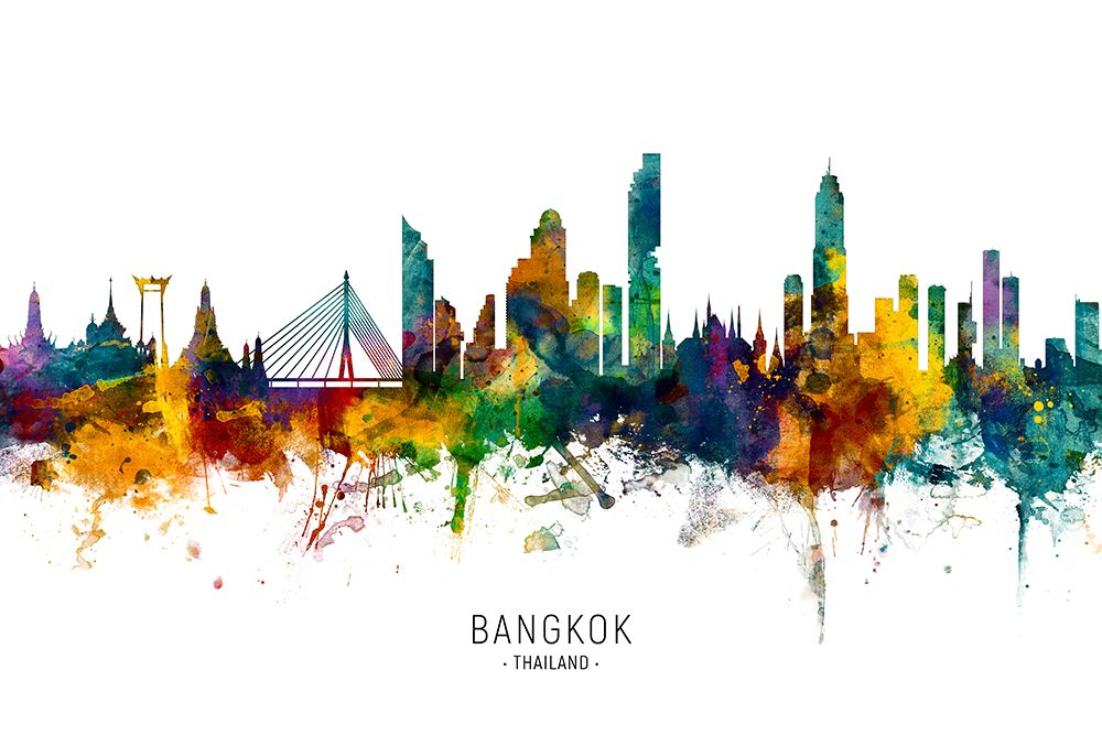 Bangkok Thailand Skyline art print by Michael Tompsett for $57.95 CAD