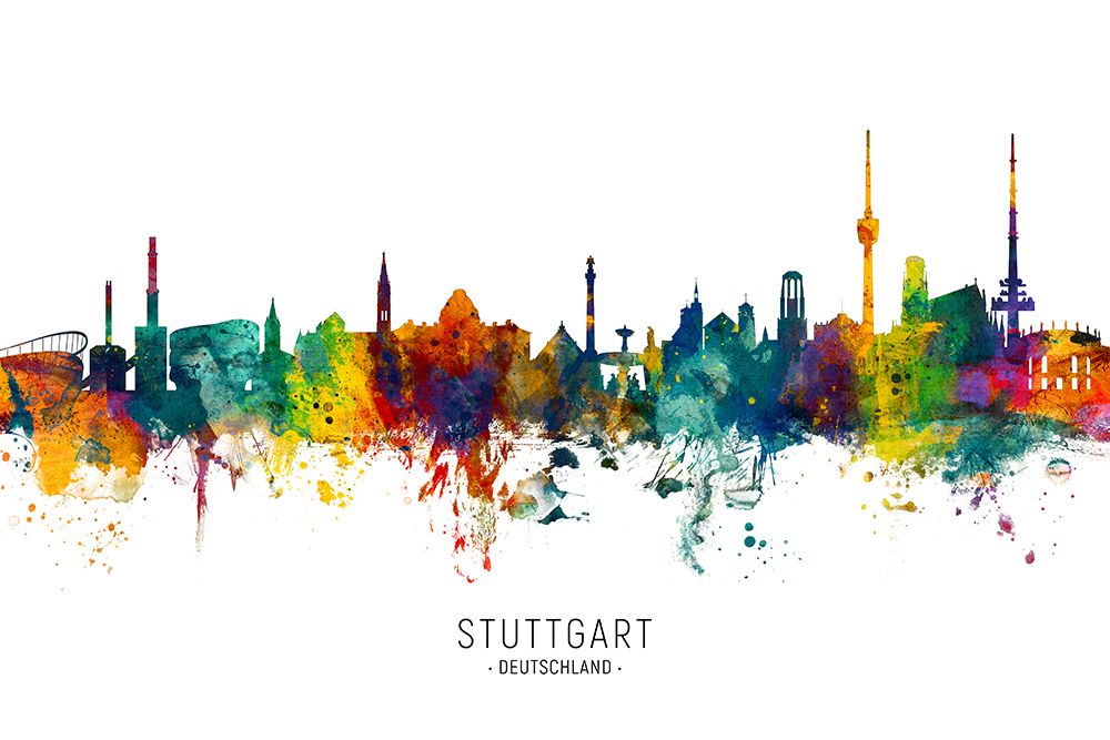 Stuttgart Germany Skyline art print by Michael Tompsett for $57.95 CAD