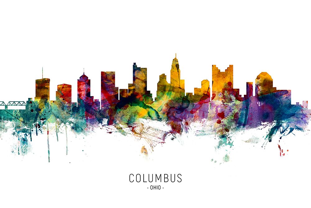 Columbus Ohio Skyline art print by Michael Tompsett for $57.95 CAD