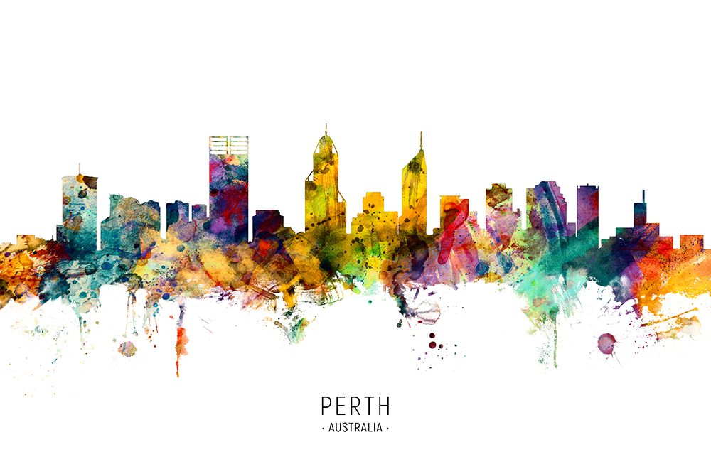 Perth Australia Skyline art print by Michael Tompsett for $57.95 CAD