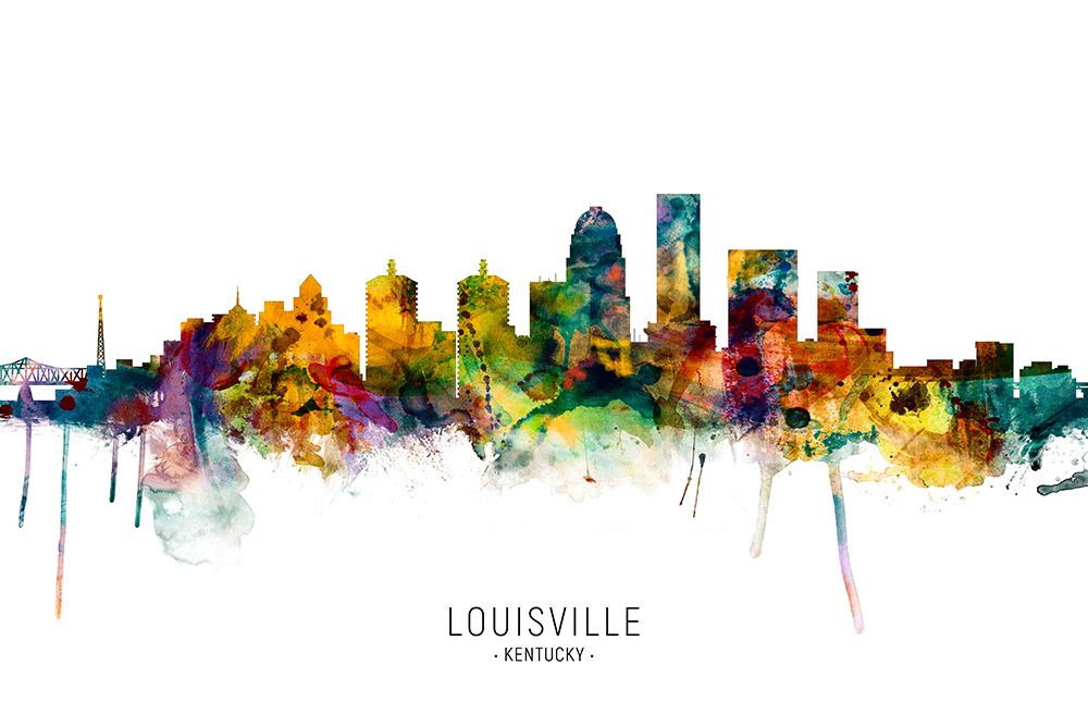 Louisville Kentucky Skyline art print by Michael Tompsett for $57.95 CAD
