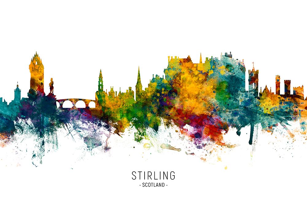 Stirling Scotland Skyline art print by Michael Tompsett for $57.95 CAD