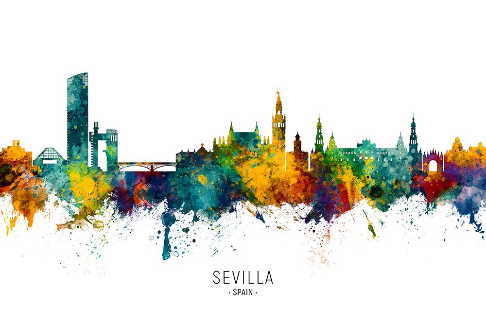 Sevilla Spain Skyline art print by Michael Tompsett for $57.95 CAD
