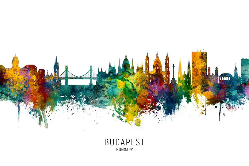 Budapest Hungary Skyline art print by Michael Tompsett for $57.95 CAD