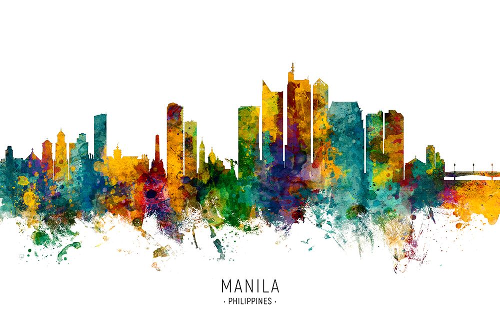 Manila Philippines Skyline art print by Michael Tompsett for $57.95 CAD