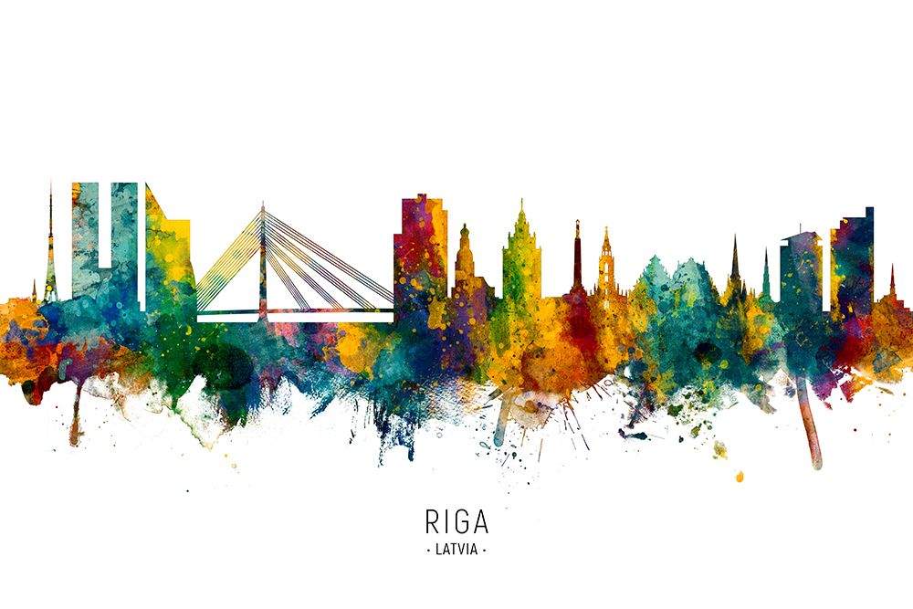 Riga Latvia Skyline art print by Michael Tompsett for $57.95 CAD