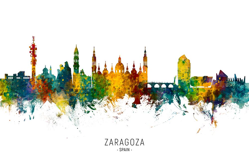 Zaragoza Spain Skyline art print by Michael Tompsett for $57.95 CAD