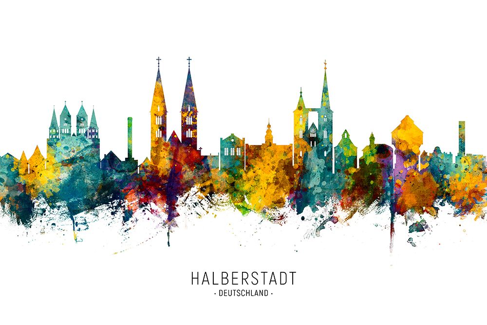 Halberstadt Germany Skyline art print by Michael Tompsett for $57.95 CAD