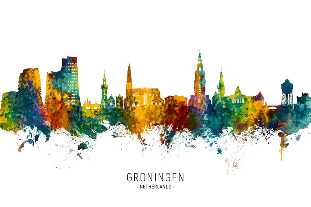 Groningen The Netherlands Skyline art print by Michael Tompsett for $57.95 CAD