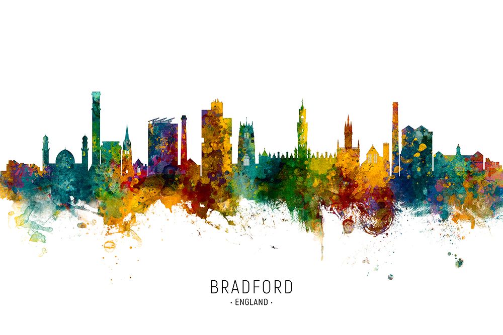 Bradford England Skyline art print by Michael Tompsett for $57.95 CAD