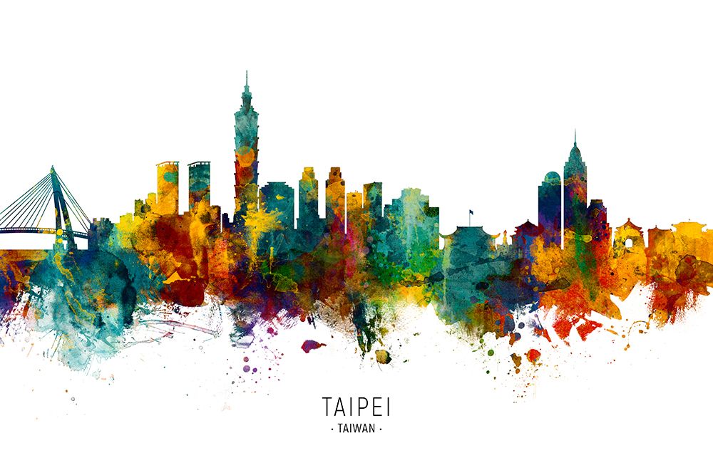 Taipei Taiwan Skyline art print by Michael Tompsett for $57.95 CAD