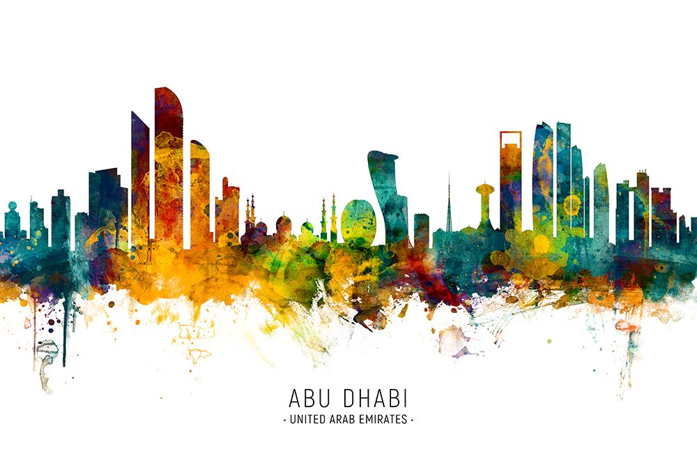 Abu Dhabi Skyline art print by Michael Tompsett for $57.95 CAD