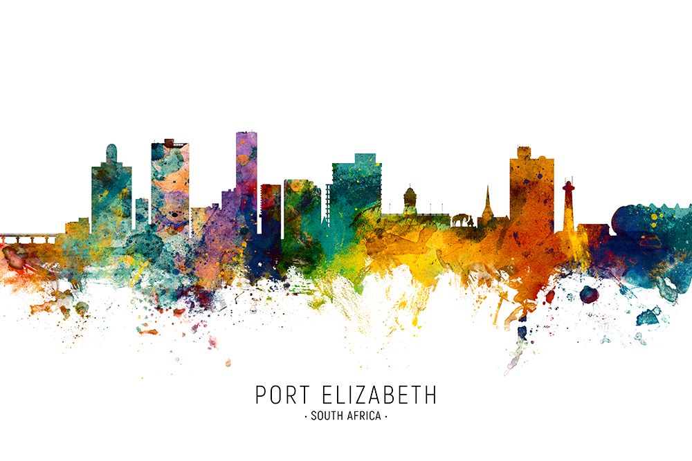 Port Elizabeth South Africa Skyline art print by Michael Tompsett for $57.95 CAD