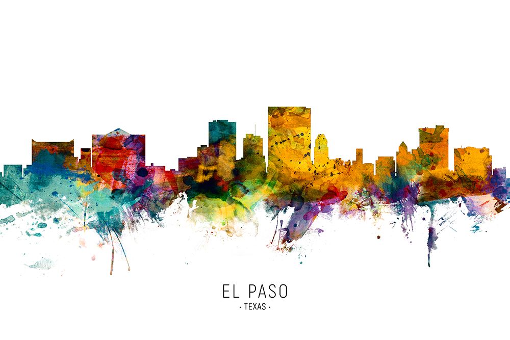El Paso Texas Skyline art print by Michael Tompsett for $57.95 CAD