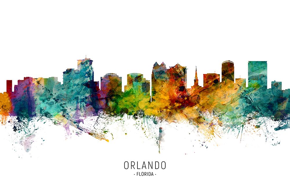 Orlando Florida Skyline art print by Michael Tompsett for $57.95 CAD