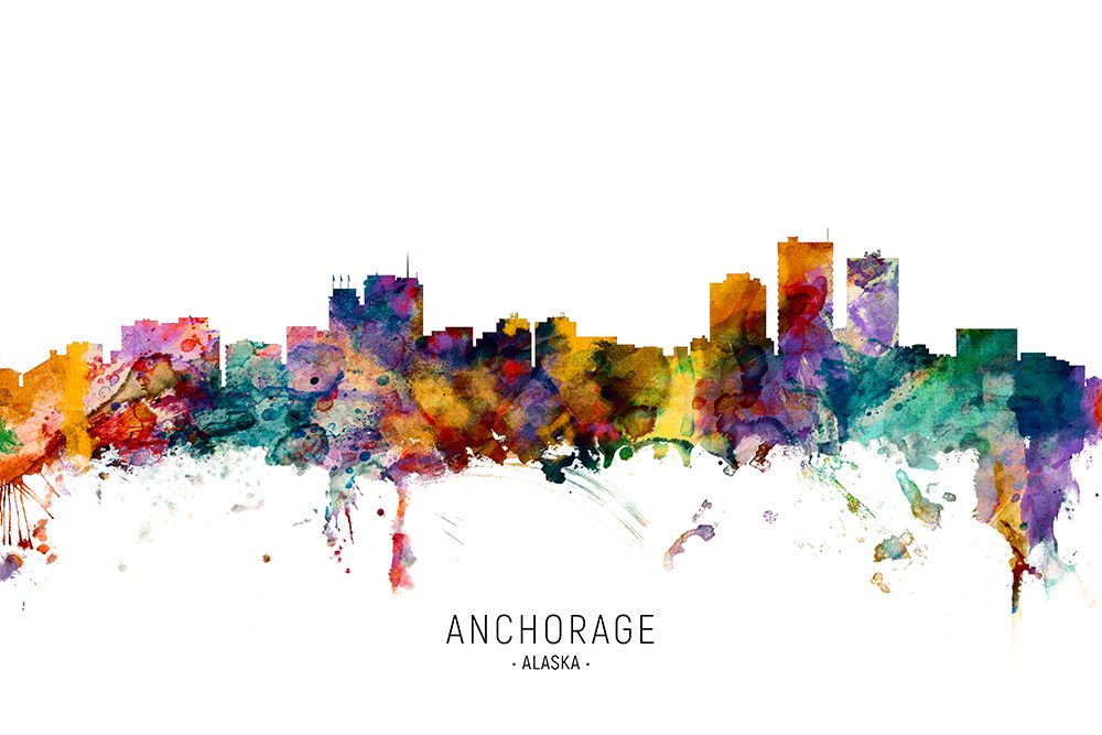 Anchorage Alaska Skyline art print by Michael Tompsett for $57.95 CAD