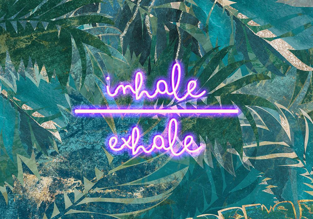 Inhale Exhale neon jungle landscape art print by Sarah Manovski for $57.95 CAD