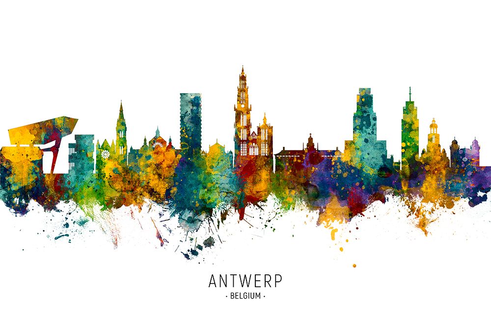 Antwerp Belgium Skyline art print by Michael Tompsett for $57.95 CAD